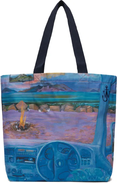 Jw Anderson Multicolor Canvas Shopper Tote In 800 Blue
