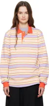 Jw Anderson Women Striped Polo Shirt With Contrast Trims In 398 Pink/multi
