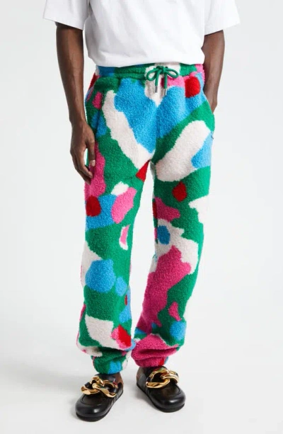Jw Anderson Multicolor Graphic Fleece Sweatpants In Pink