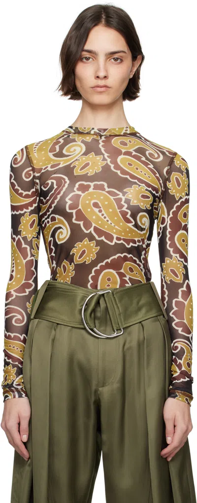 Jw Anderson Multicolor Long Sleeve Underpinning T-shirt In 293 Red Brown
