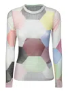 Jw Anderson Hexagon-print Long-sleeve Mesh Top In Multi