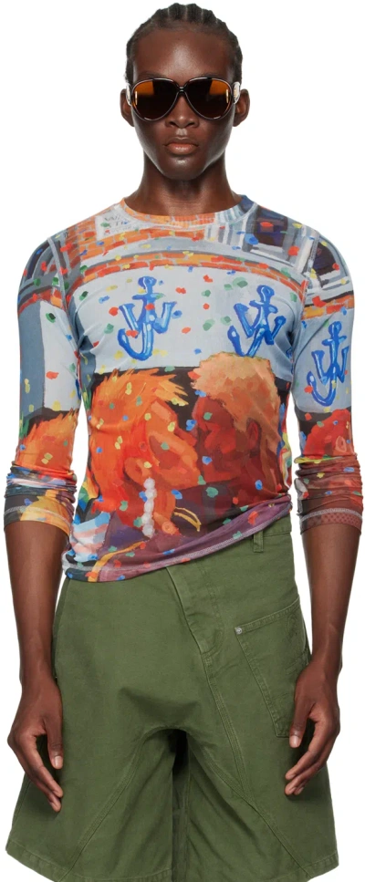 Jw Anderson Multicolor Sheer Long Sleeve T-shirt In 000