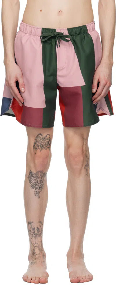 Jw Anderson Multicolor Stripe' Printed Swim Shorts In 000