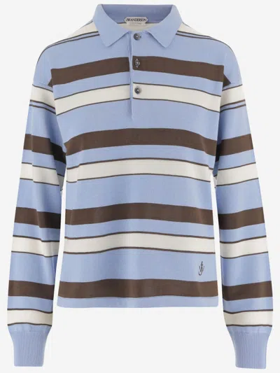 Jw Anderson Multicolor Striped Polo In Blue