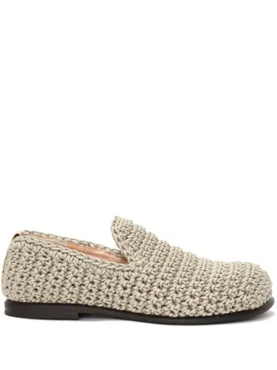 Jw Anderson 10mm Crochet Loafers In Natural