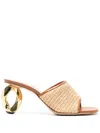 Jw Anderson Raffia Chain-heel Mule Sandals In Natural