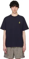 Jw Anderson Blue Crewneck T-shirt With Logo Embroidery On The Front In 898