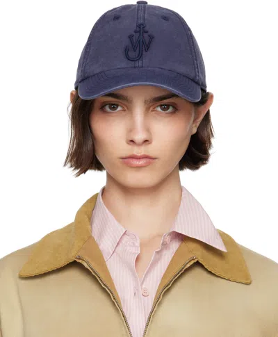 Jw Anderson Navy Anchor Logo Baseball Cap In 888 Navy