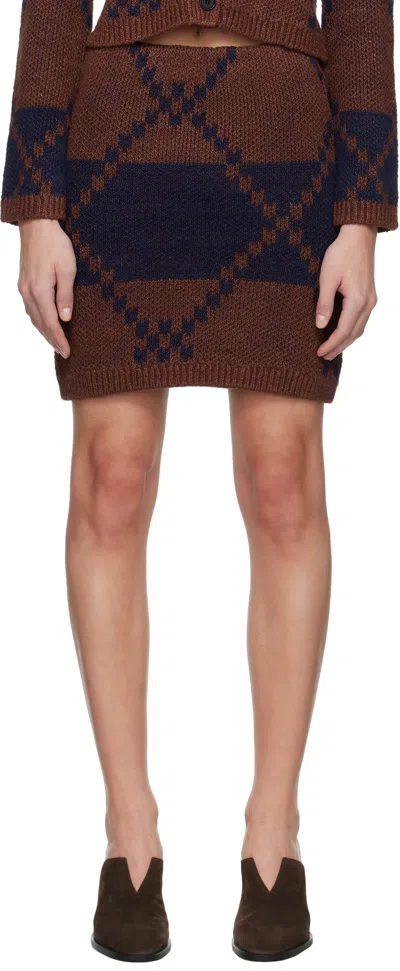 Jw Anderson Navy & Brown Fairisle Miniskirt