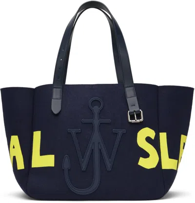 Jw Anderson Navy Belt 'real Sleep' Tote In 888
