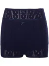 Jw Anderson Layered Knit High-waisted Bow Shorts In Navy Blue