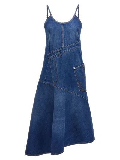 Jw Anderson Sleeveless Twisted Denim Midi Dress In Light
