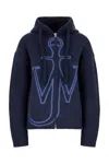Jw Anderson Navy Blue Wool Cardigan In Blue