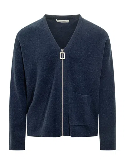 Jw Anderson Navy Blue Zip Cardigan J.w Anderson