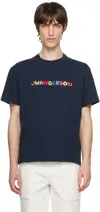 Jw Anderson Logo-embroidered Cotton T-shirt In 888 Navy