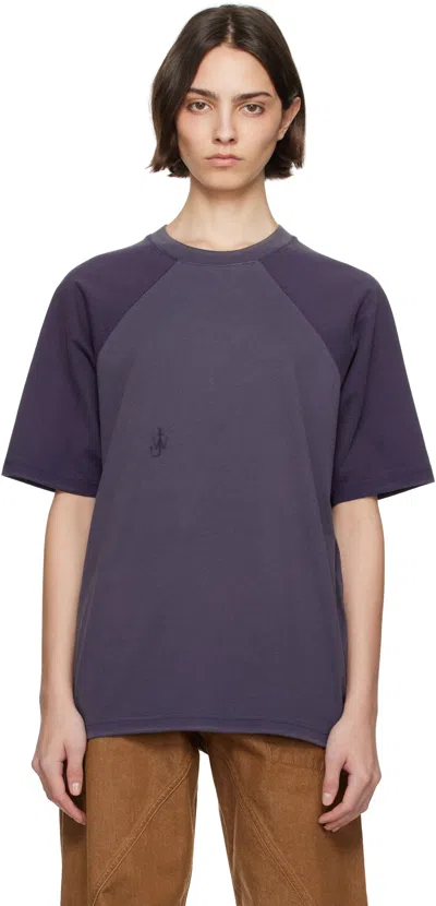 Jw Anderson Navy Garment Dye Oversized T-shirt In 888 Navy