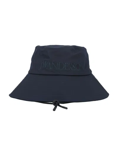 Jw Anderson Navy Logo Bucket Hat For Men
