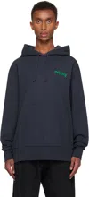 Jw Anderson Navy 'prickly' Slogan Back Print Hoodie In 898 Dark Navy