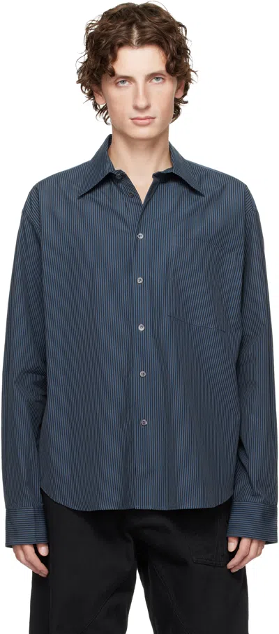 Jw Anderson Navy Striped Shirt In Blue