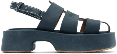 Jw Anderson Navy Suede Platform Fisherman Sandals In 800