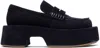 Jw Anderson Navy Suede Platform Slip-on Loafers In 888 Navy