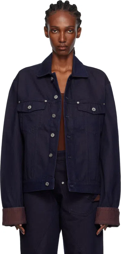 Jw Anderson Navy Turn Up Cuff Denim Jacket In Blue