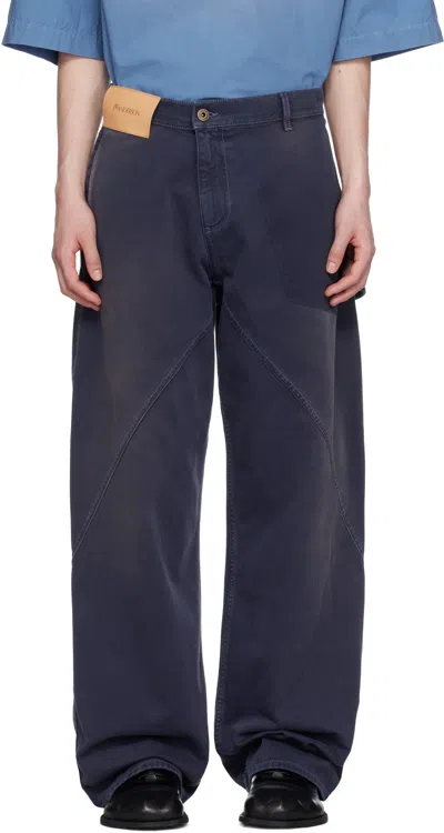 JW ANDERSON NAVY TWISTED WORKWEAR JEANS