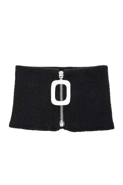 Jw Anderson Wool Knit Zip-up Neck Warmer In Black
