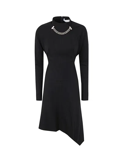 Jw Anderson J.w. Anderson Neck Chain Long Sleeve Dress In Black  