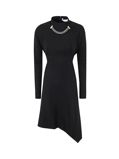 Jw Anderson J.w. Anderson Neck Chain Long Sleeve Dress In Black