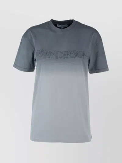 Jw Anderson Neck Crew Gradient Sleeves Short In Blue
