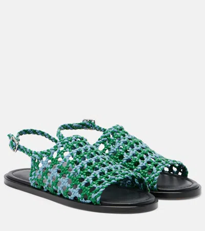 Jw Anderson Woven Leather Sandals In Green