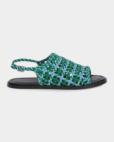 Jw Anderson Net Woven Nappa Leather Sandals In Green