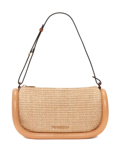 Jw Anderson Bumper-15 - Raffia Shoulder Bag In Neutrals