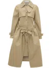 JW ANDERSON NEUTRAL GATHERED WAIST TRENCH COAT - WOMEN'S - COTTON