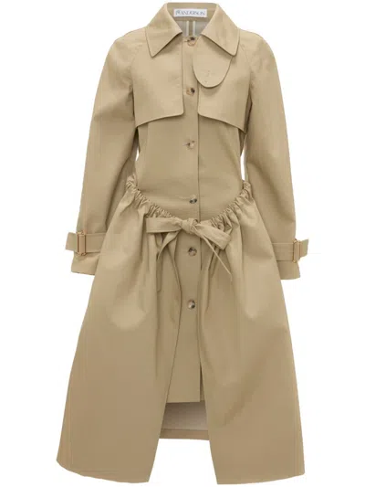 Jw Anderson Neutral Gathered Waist Trench Coat In Neutrals