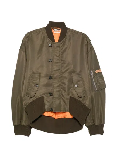 Jw Anderson Oversized Technical Fabric Bomber Jacket In Green