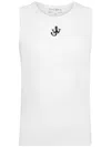 Jw Anderson Crew Neck Ribbed Sleeveless Top Straight Hem In White