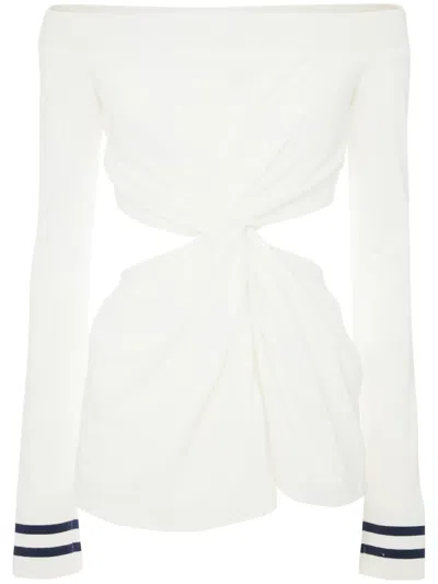 Jw Anderson Off-shoulder Cut-out Blouse In White