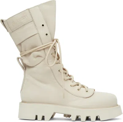 Jw Anderson Off-white Combat Leather Boots In 002 Off White