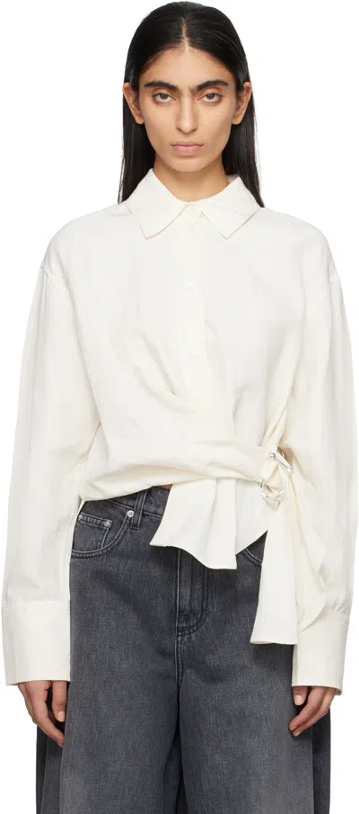 JW ANDERSON OFF-WHITE DRAPED TWISTED SHIRT