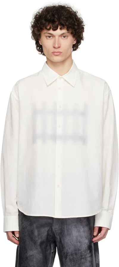 Jw Anderson Off-white Fence Printed Boxy Shirt In Ivory 006