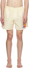 Jw Anderson Off-white Orange Print Swim Shorts In 46 Cream