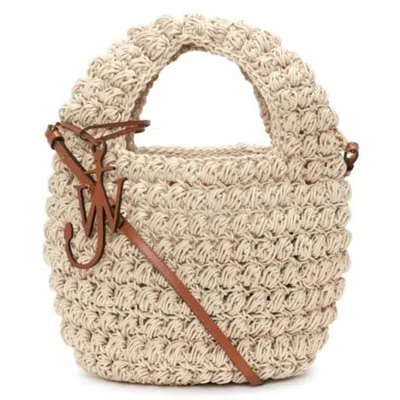 Jw Anderson Off White Popcorn Basket Woven Top Handle Bag