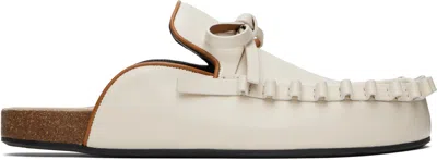 JW ANDERSON OFF-WHITE RUFFLE LOAFER LEATHER MULES