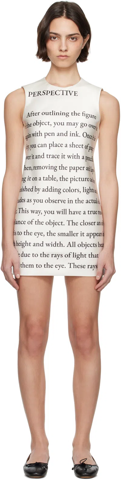 Jw Anderson Off-white Text Print Shift Minidress In 006 Ivory