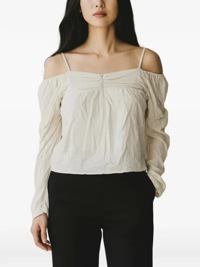 Pre-owned Jw Anderson Off-shoulder Ruched Blouse In Neutral