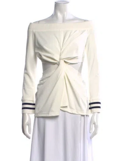 Pre-owned Jw Anderson Off-the-shoulder Long Sleeve Top In White