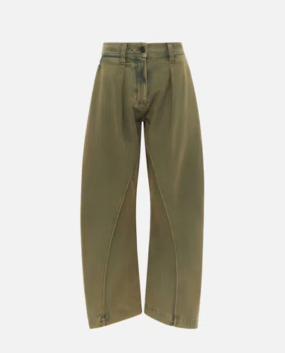 Jw Anderson Olive Twisted Seam Trousers In Green