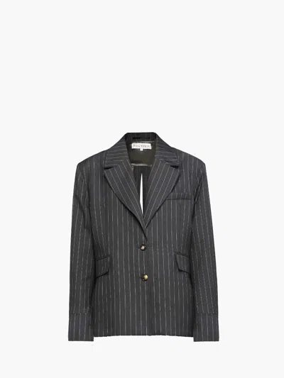 Jw Anderson Open Back Tailored Shirt Blazer In Grey